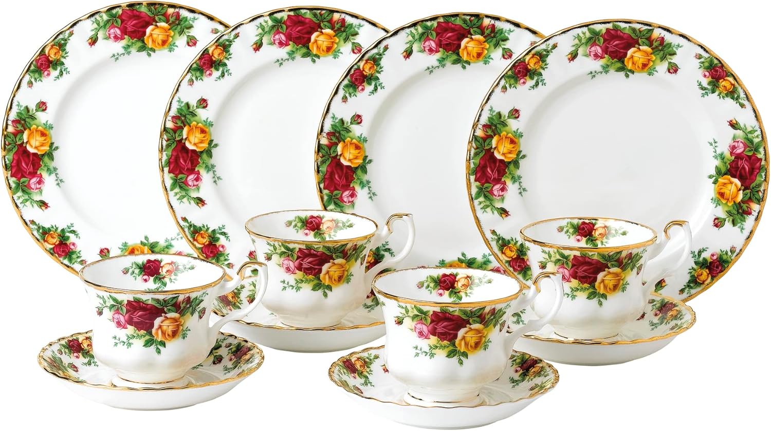 Royal Albert Royal Doulton- Old Country Roses 12-Piece Set, Service for 4, Gold, 15210280