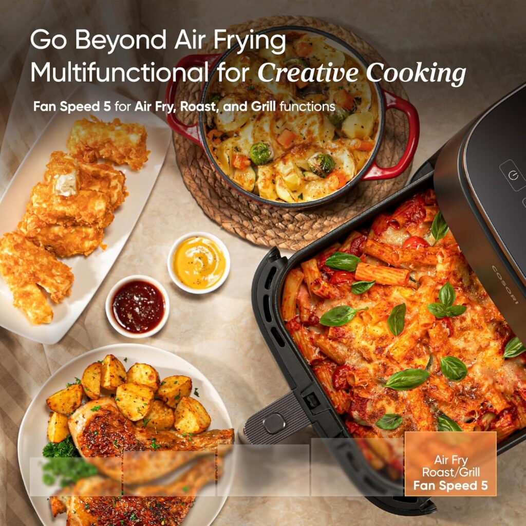 Various cooked dishes from Cosori air fryer