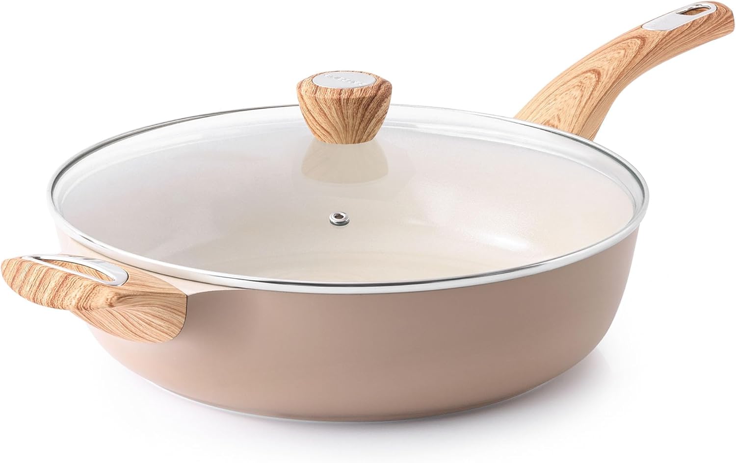 SENSARTE Ceramic 30cm Deep Nonstick Frying Pan,4.7L Saute Pan with Lid, Large Skillet, Nonstick Cookware, Induction Compatible, for All Stove Tops